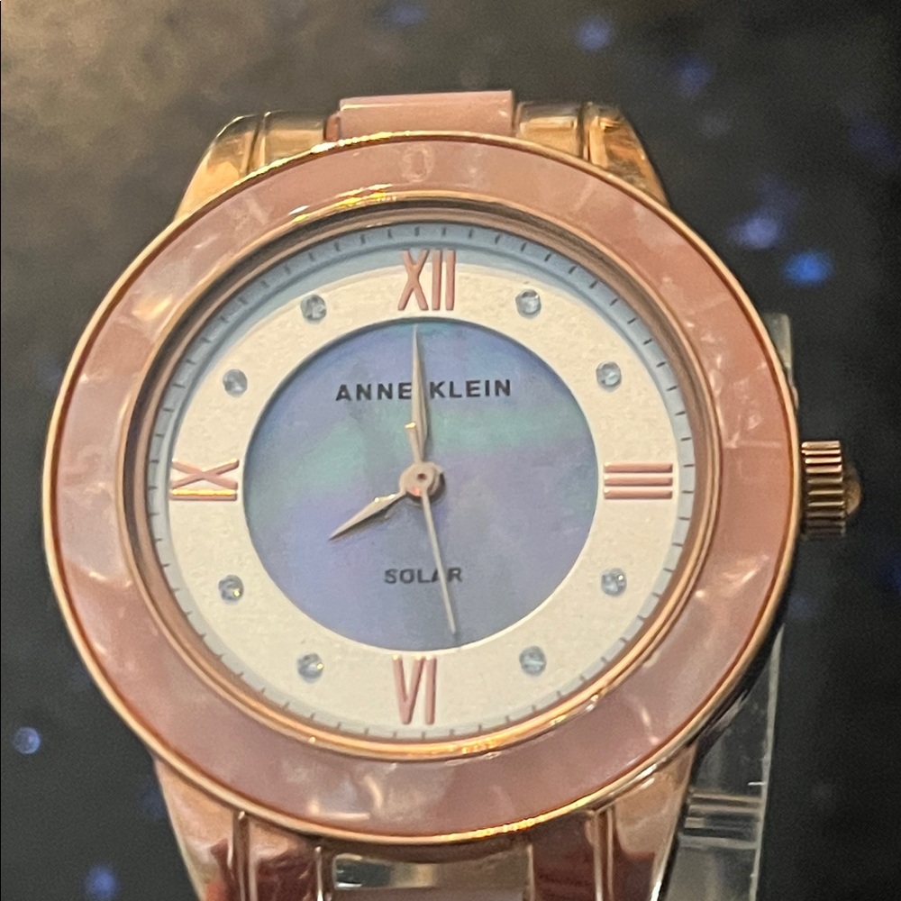 Anne Klein Rose Gold-Tone Watch with Mother-of-Pearl Dial